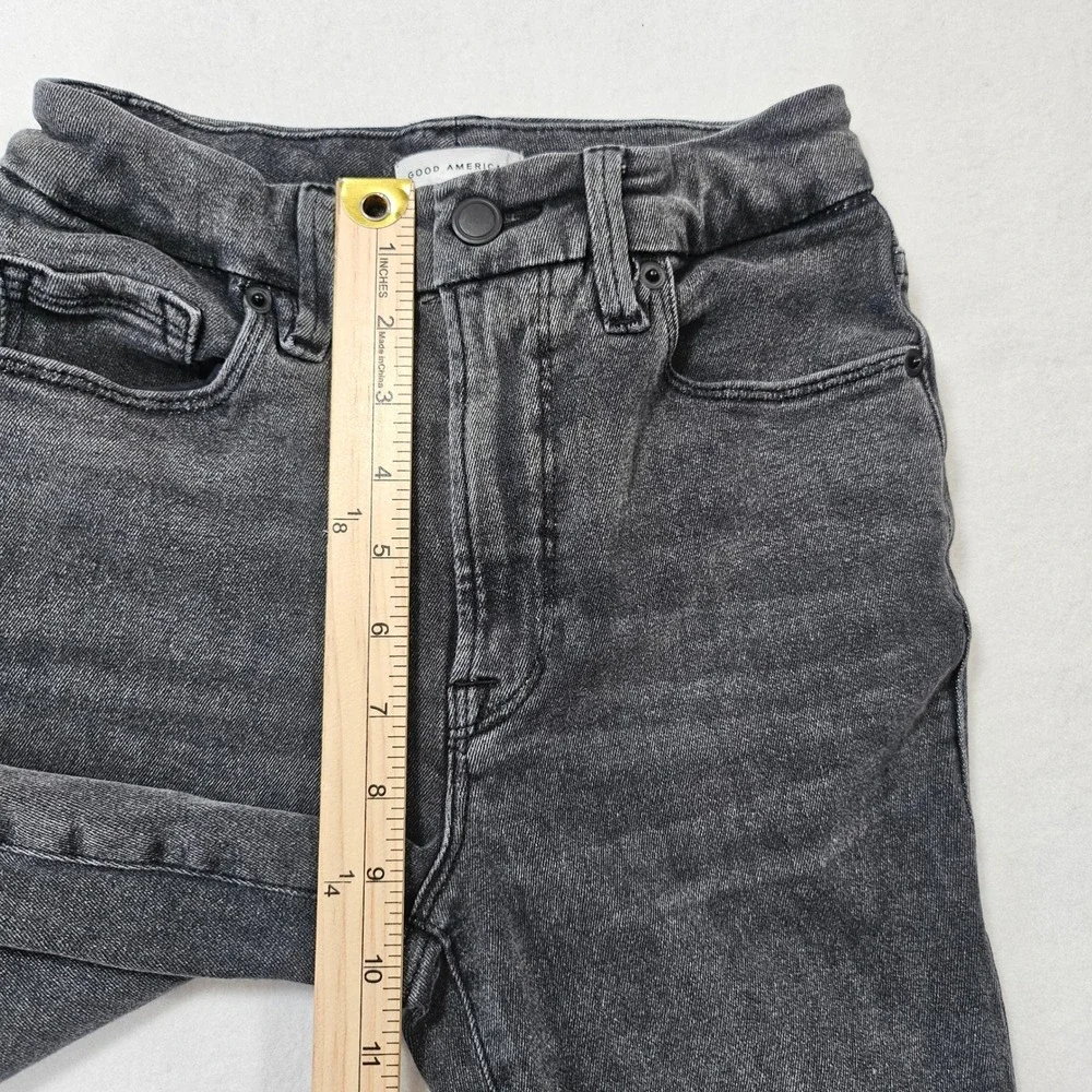 Good American Good Waist Skinny Jeans Washed Charcoal Black Grunge‎ Edgy size 25